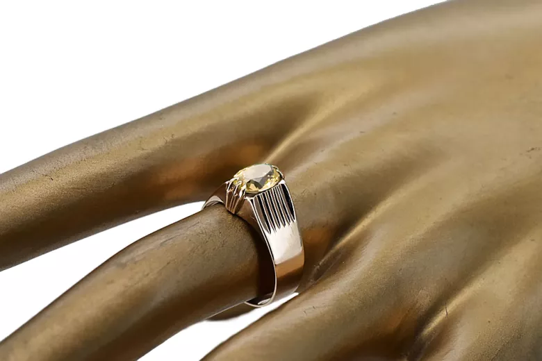 Žlutý perydot Original vintage 14k vinobraní kroužek vinobraní šperky Vrc007